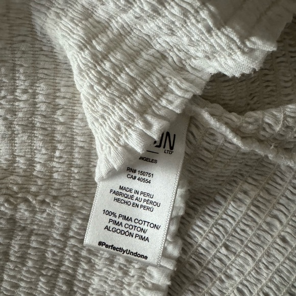 Nation Ltd Ladies White Top Popper Front Shirred Elastic Puff Sleeves Size S - Picture 6 of 9